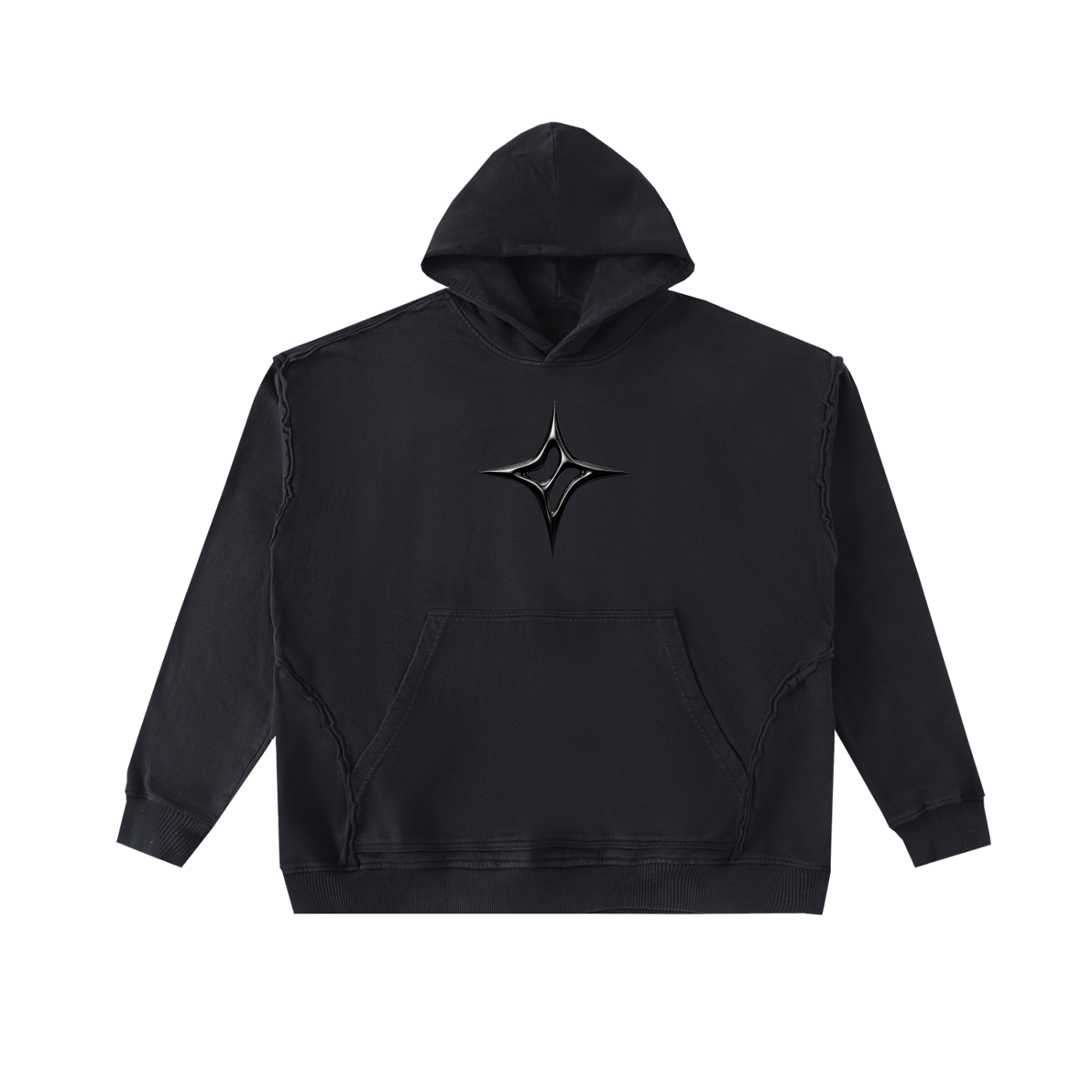 OB5ZN1 BLACK DISTRESSED HOOD