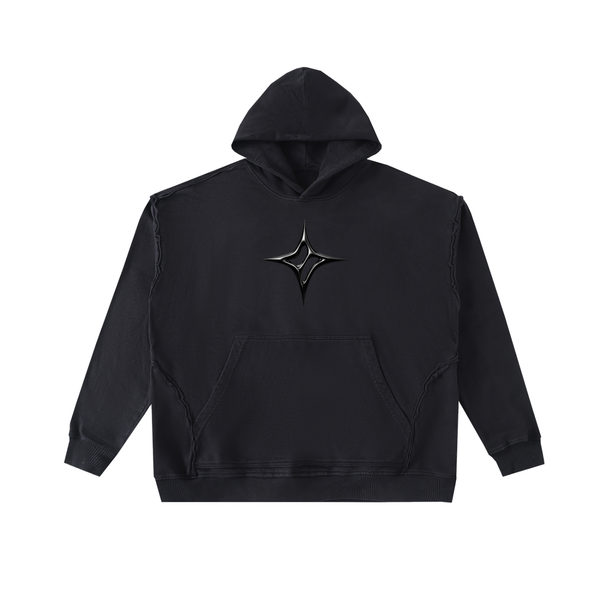 OB5ZN1 BLACK DISTRESSED HOOD